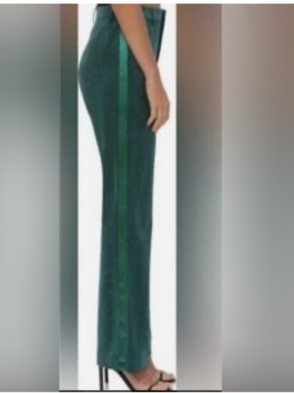 Avec Les Filles Green Suede with Satin Stripe Straight Leg Pants NWOT Size 8 - Picture 6 of 9